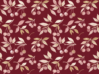 Burgundy Cherry Botanical Mural sample