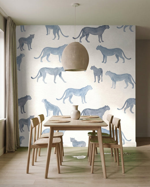 Blue Cheetah Animal Mural