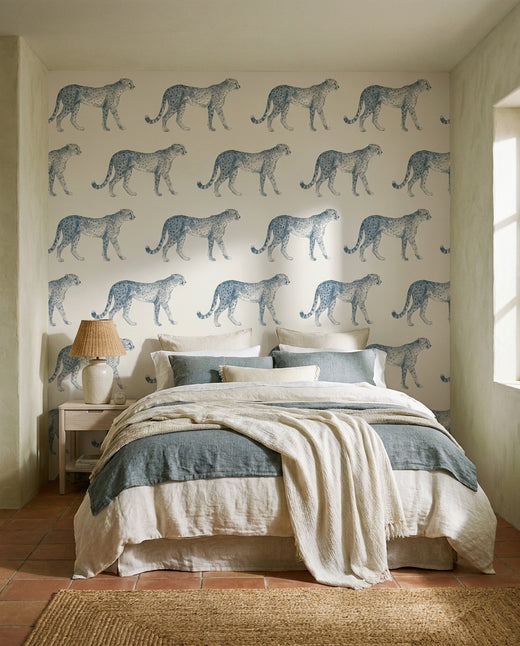 Blue-and-grey Cheetah Animal Mural