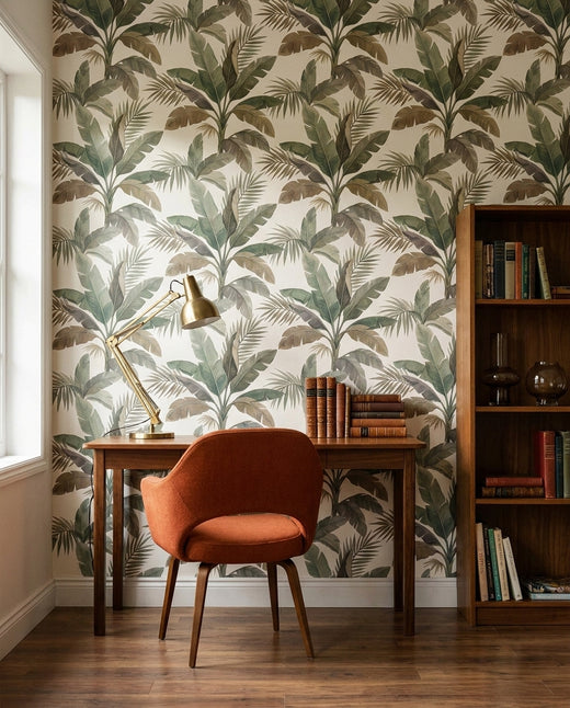 Sage Banana-leaf Tropical Mural