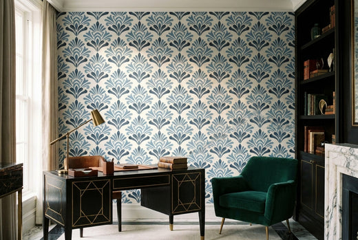Blue Damask Damask Mural