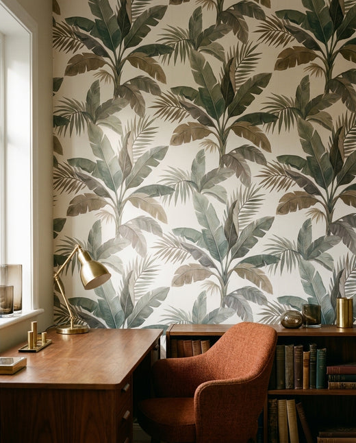 Sage Banana-leaf Tropical Mural