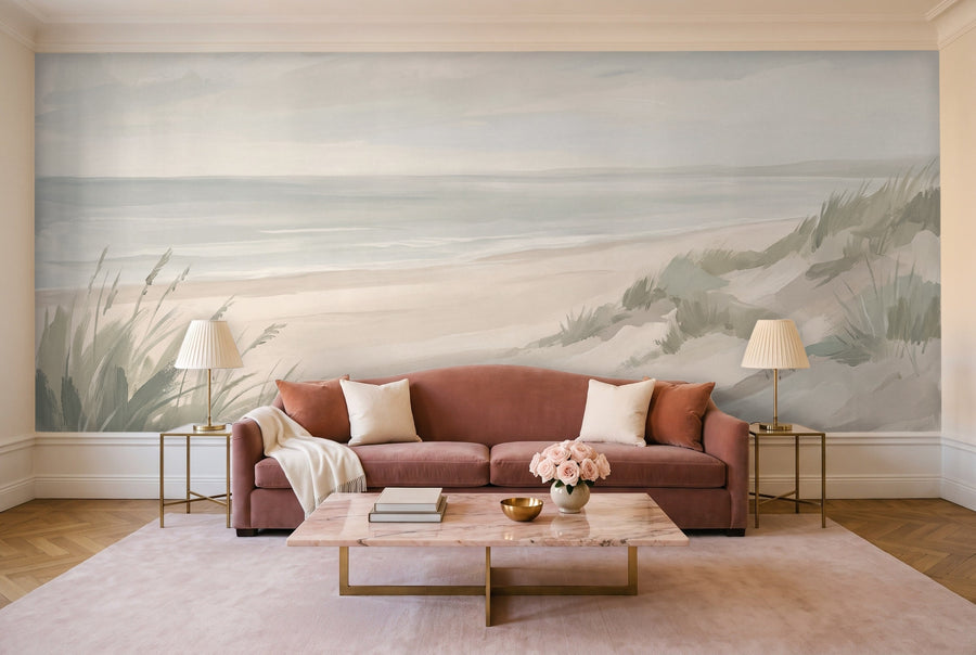 Sage Beach Landscape Mural on a wall
