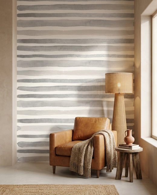 Grey Stripe Stripe Mural