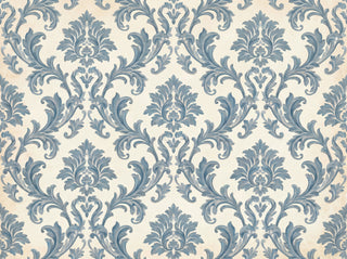 Blue Scroll Damask Mural sample