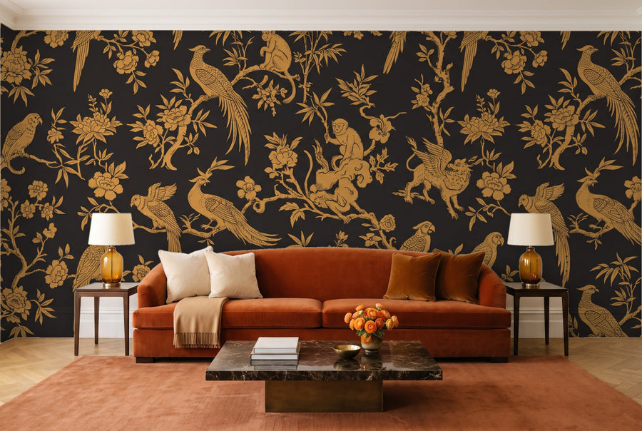 Aviary, Gilt on a wall