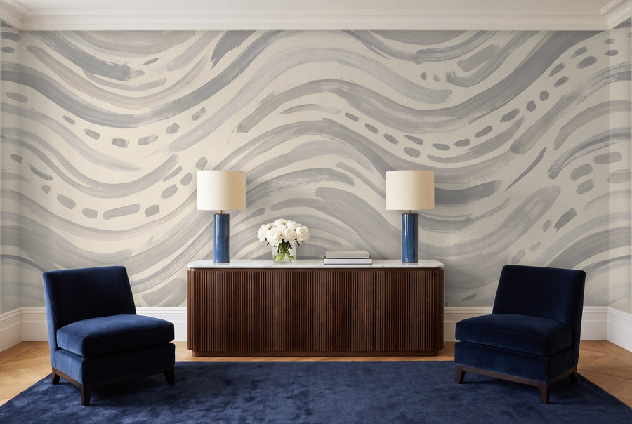 Grey Stripe Mural on a wall