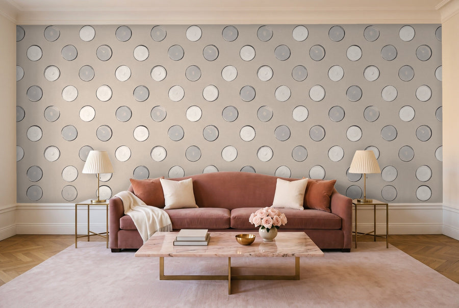 White Polka Dot Mural on a wall