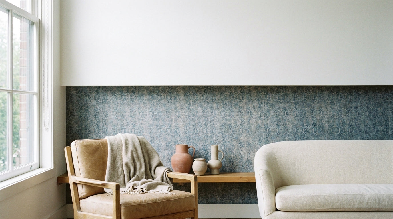 Serene Horizons: Blue and Grey Wallpaper Collection