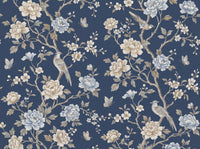 Navy Peony Floral Mural design