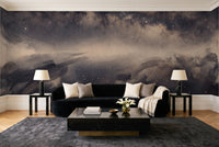 Black Galaxy Celestial Mural in a living room