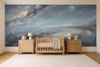 Blue Galaxy Celestial Mural in a nursery