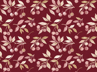 Burgundy Cherry Botanical Mural design