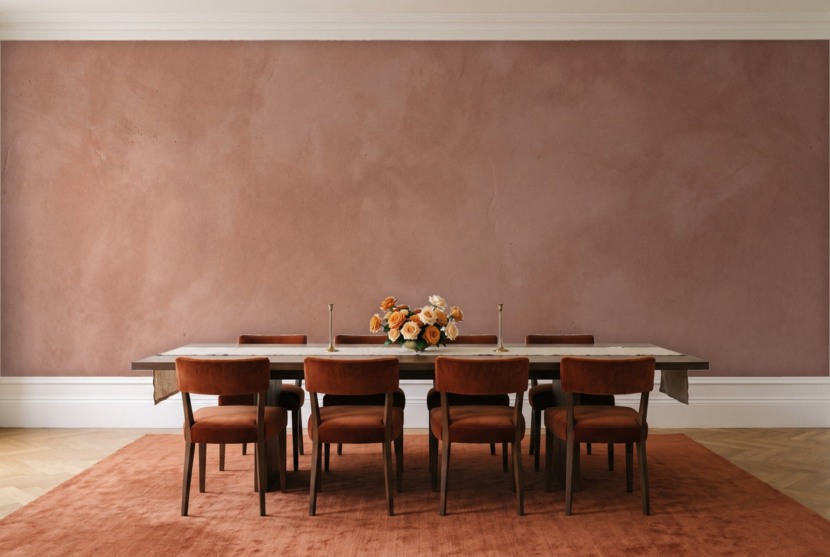 Terracotta Plaster Texture Mural in a dining room