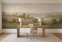 Olive Hills Landscape Mural in a home office