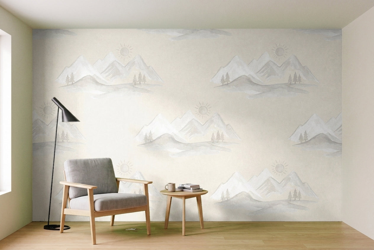 White Mountain Landscape Mural in an interior