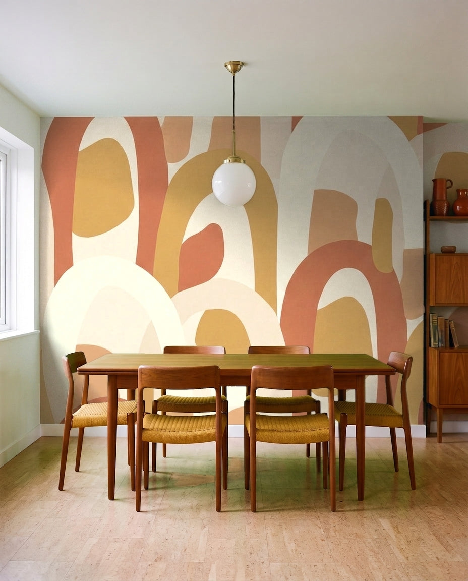 Terracotta Arch Abstract Mural in an interior