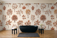 Terracotta Tree Botanical Mural in a bathroom