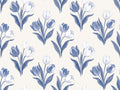 Blue And White Tulip Floral Mural