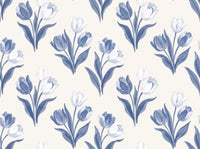 Blue And White Tulip Floral Mural design
