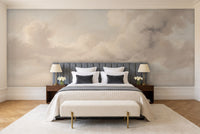 Cream Clouds Landscape Mural in a bedroom