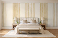 Mustard Stripe Mural in a bedroom