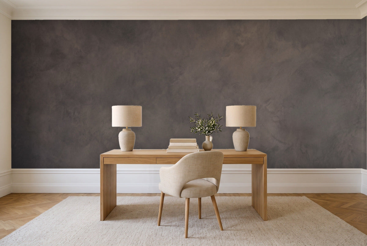 Charcoal Plaster Texture Mural in a home office