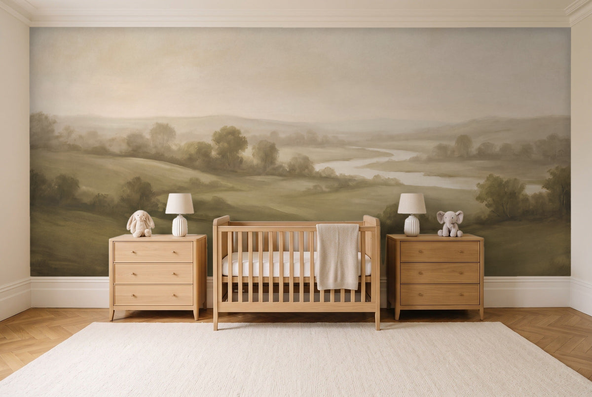 Olive Hills Landscape Mural in a nursery