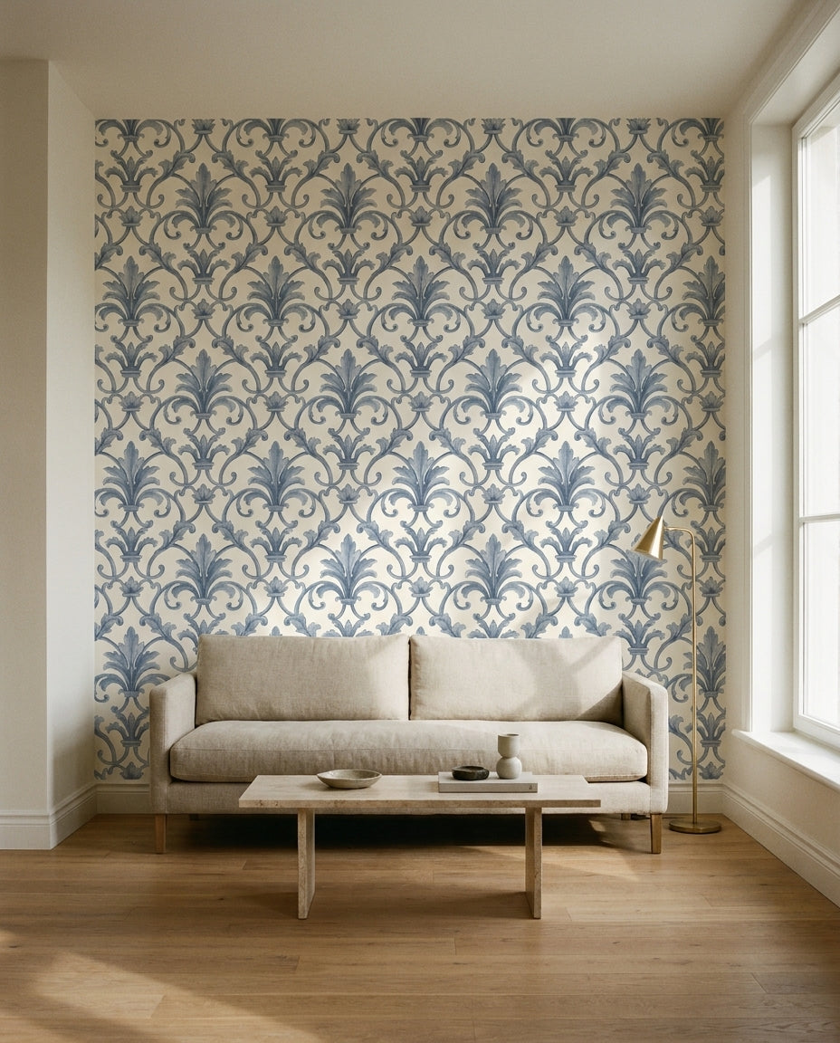 Blue Plaster Texture Mural on a feature wall