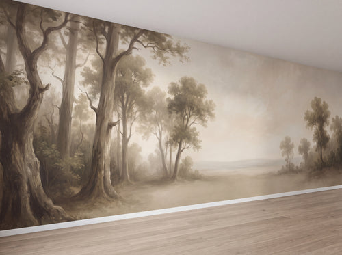 Beige Forest Landscape Mural design
