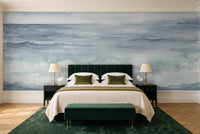 Blue Ocean Landscape Mural in a bedroom