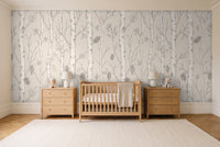 White Birch Botanical Mural in a nursery