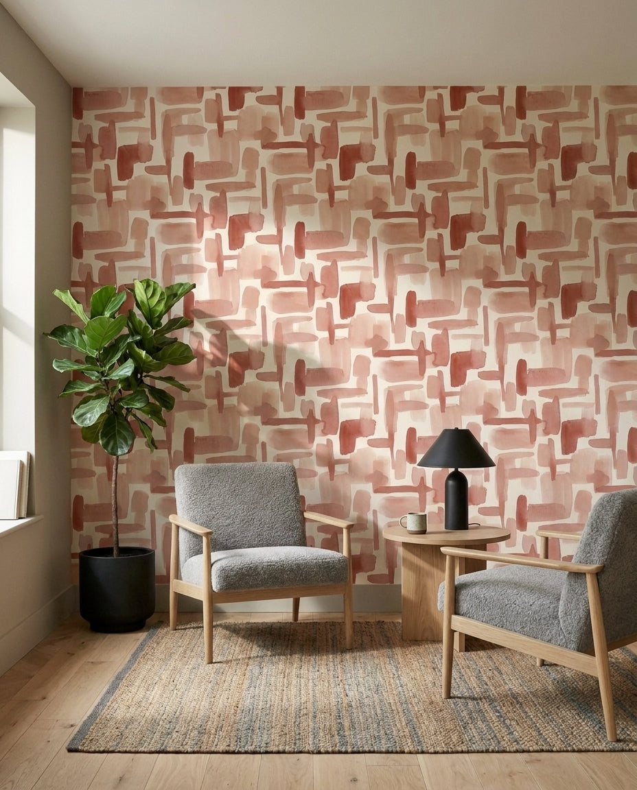 Red Plaster Texture Mural in an interior