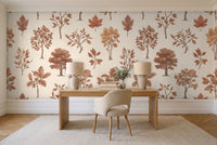 Terracotta Tree Botanical Mural in a home office