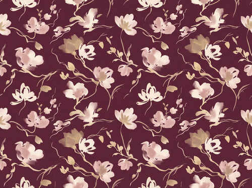 Burgundy Brushstroke Abstract Mural sample on the real paper