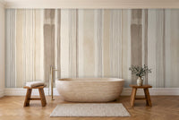 Beige Stripe Mural in a bathroom