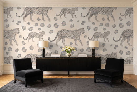 Grey Leopard Animal Mural