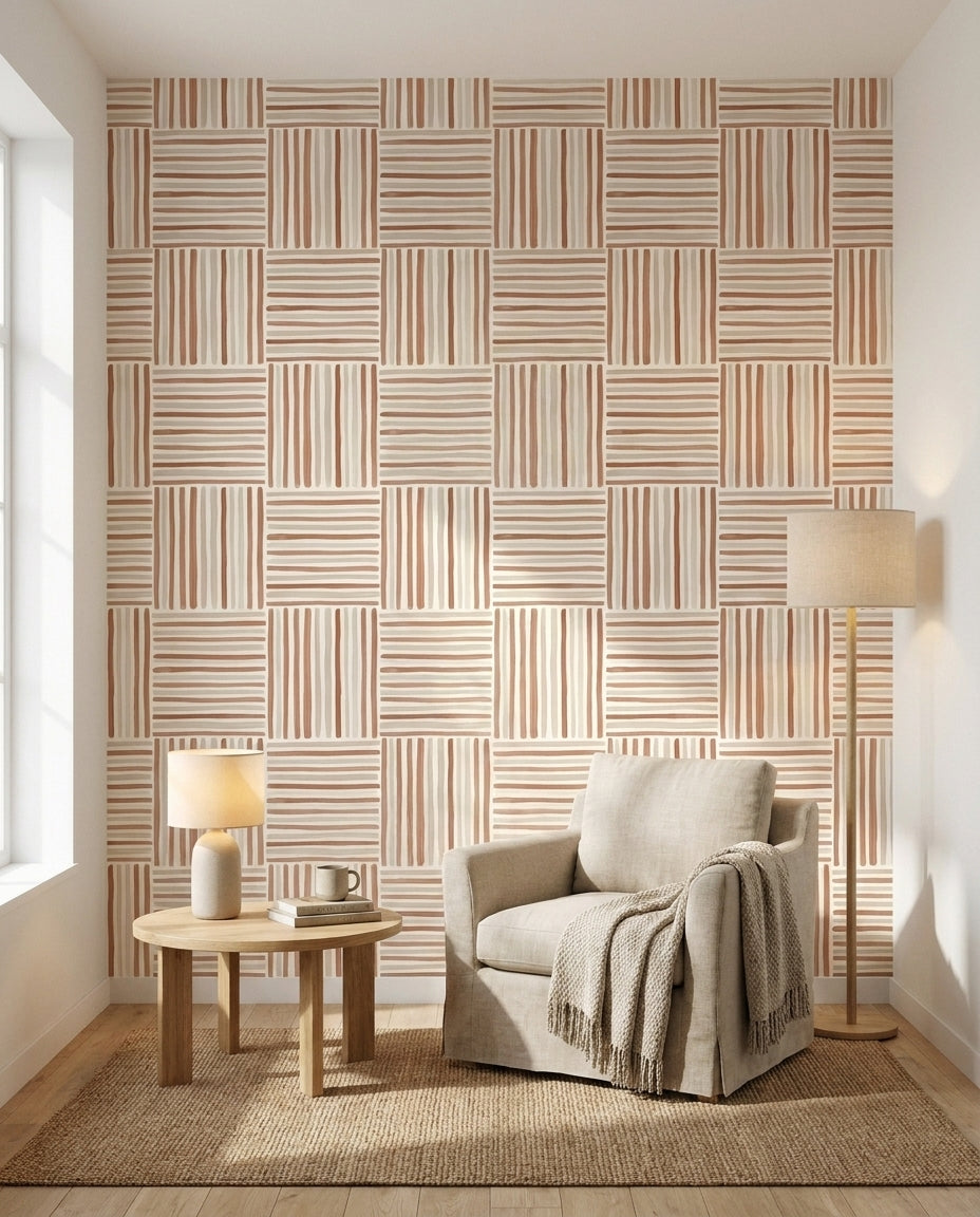 Clay Stripe Stripe Mural in an interior