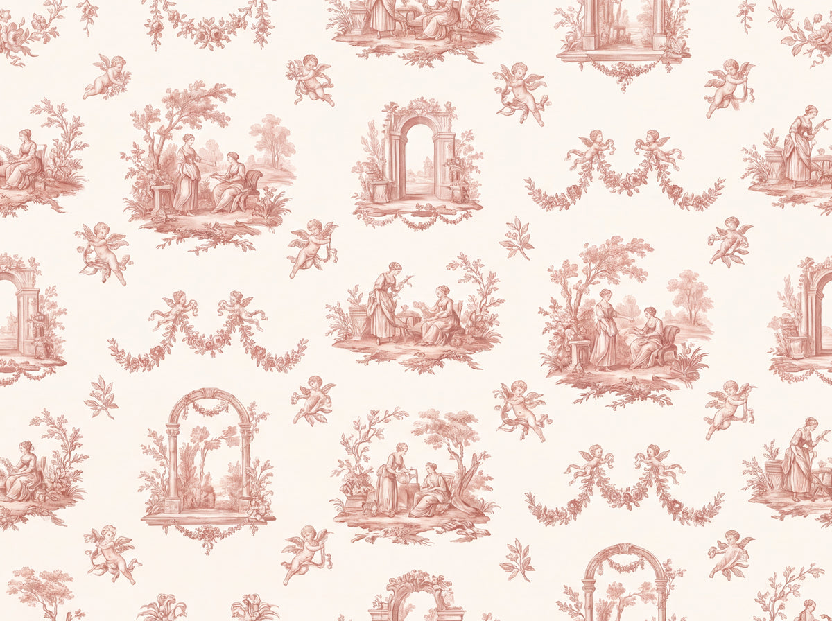 Blush Toile Mural placed in your room