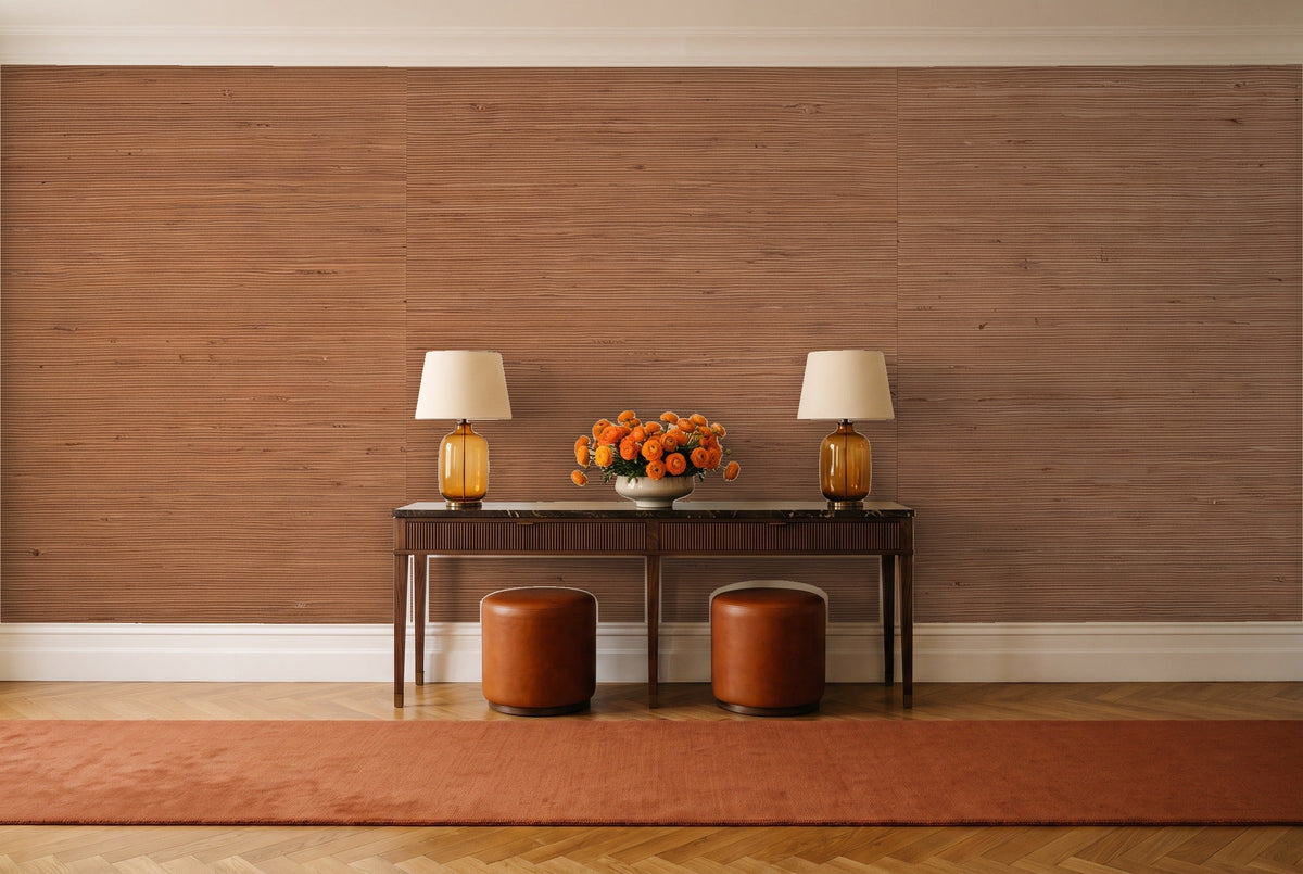 Clay Grasscloth Texture Mural in an entryway
