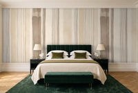 Beige Stripe Mural in a bedroom