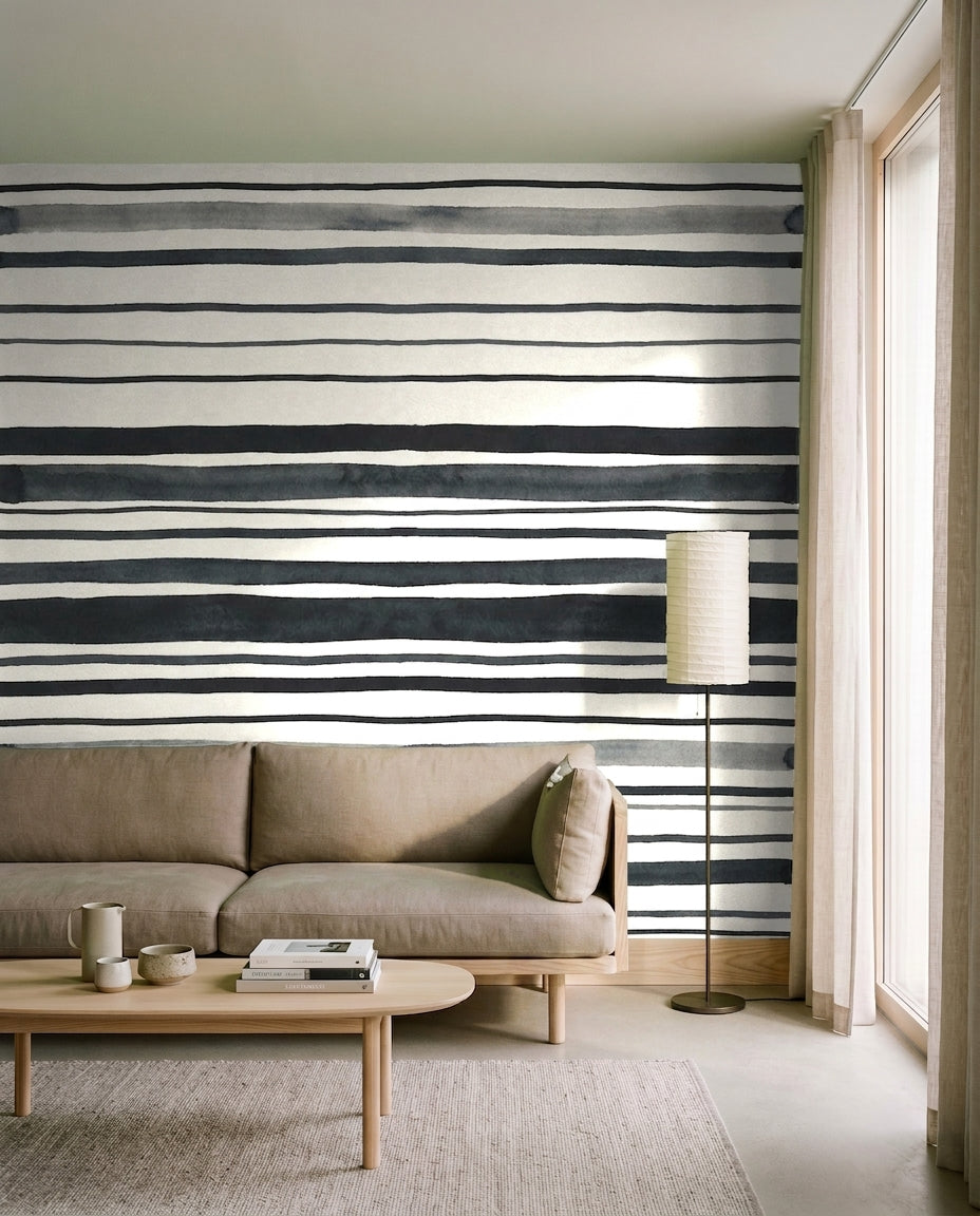 Black Stripe Mural in an interior