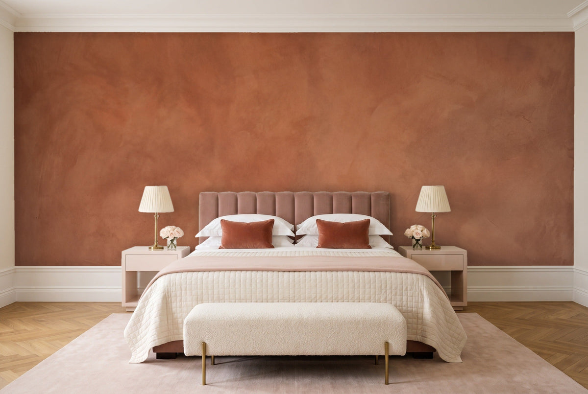 Clay Plaster Texture Mural in a bedroom