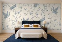 Blue Crane Animal Mural in a bedroom