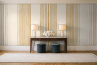 Mustard Stripe Mural in an entryway