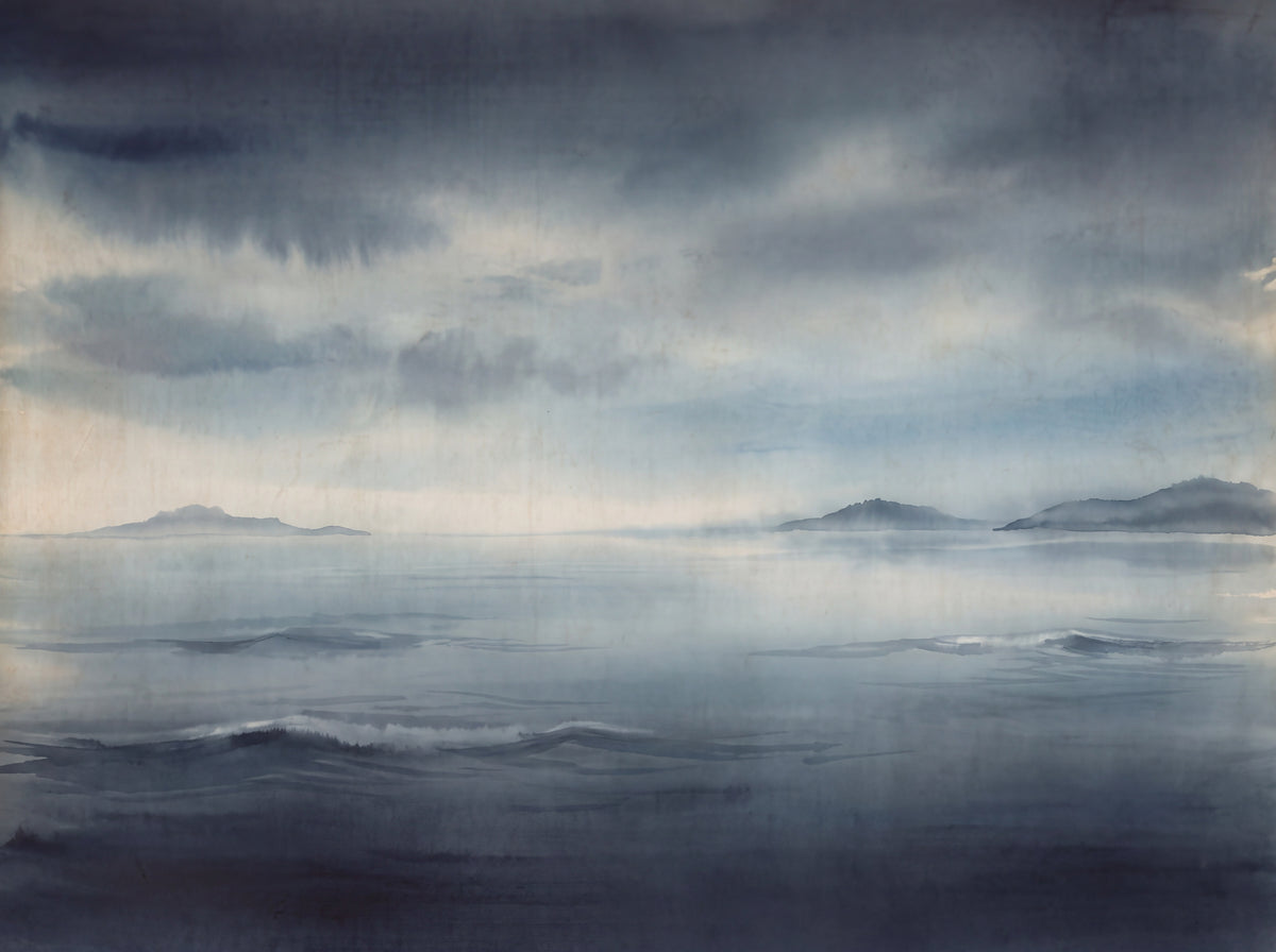 Navy Ocean Landscape Mural design