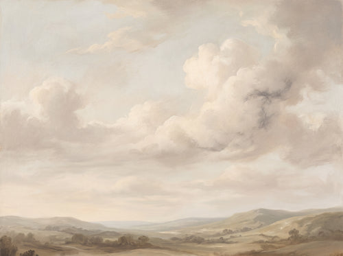 Cream Clouds Landscape Mural sample on the real paper