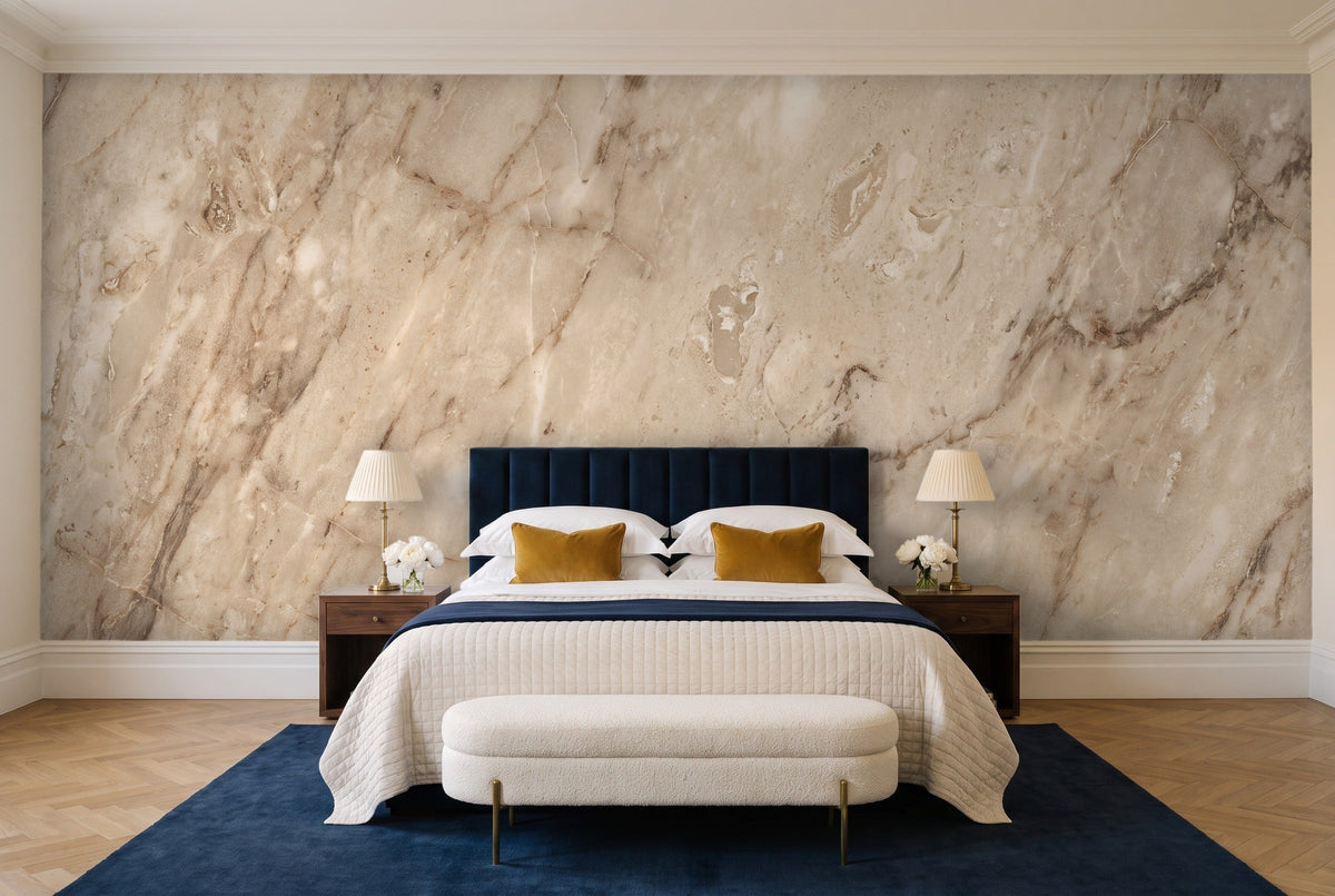 Beige Marble Mural in a bedroom