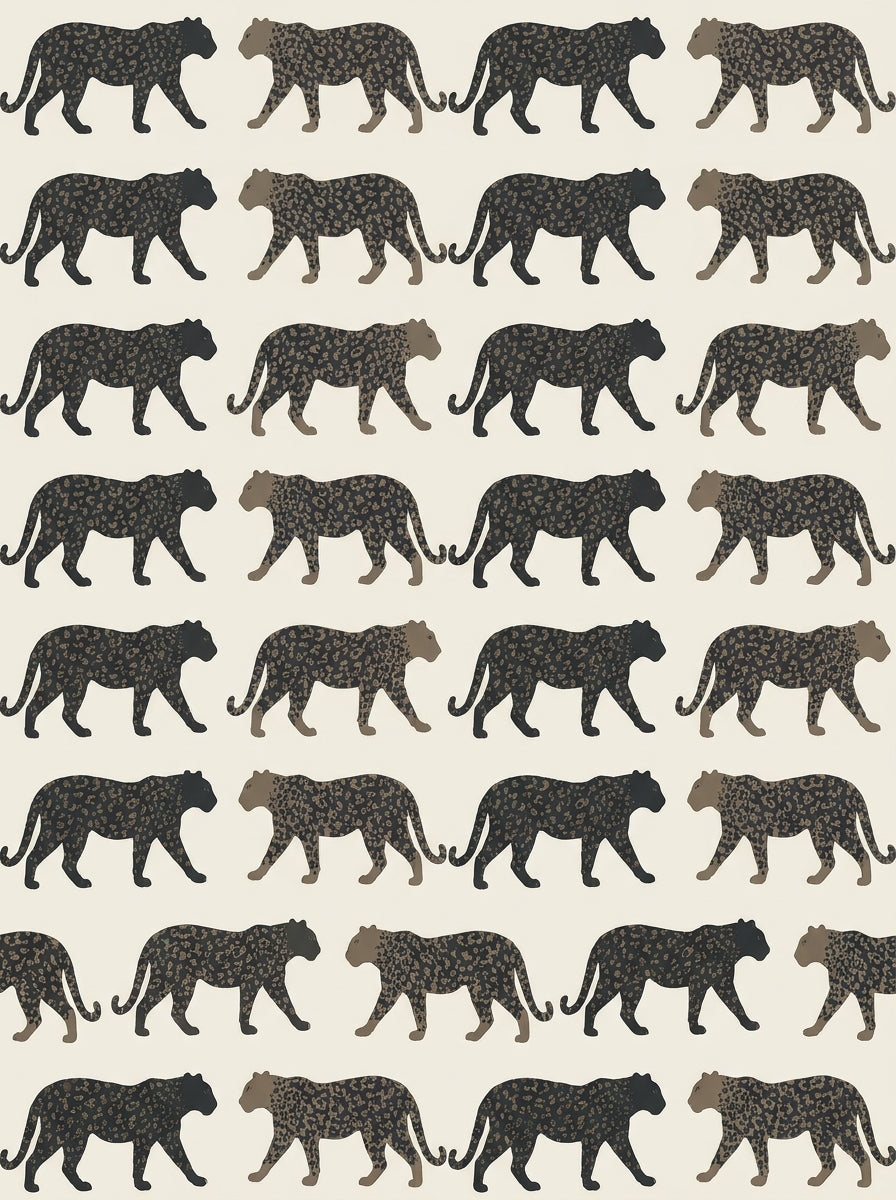 Charcoal Leopard Animal Mural design