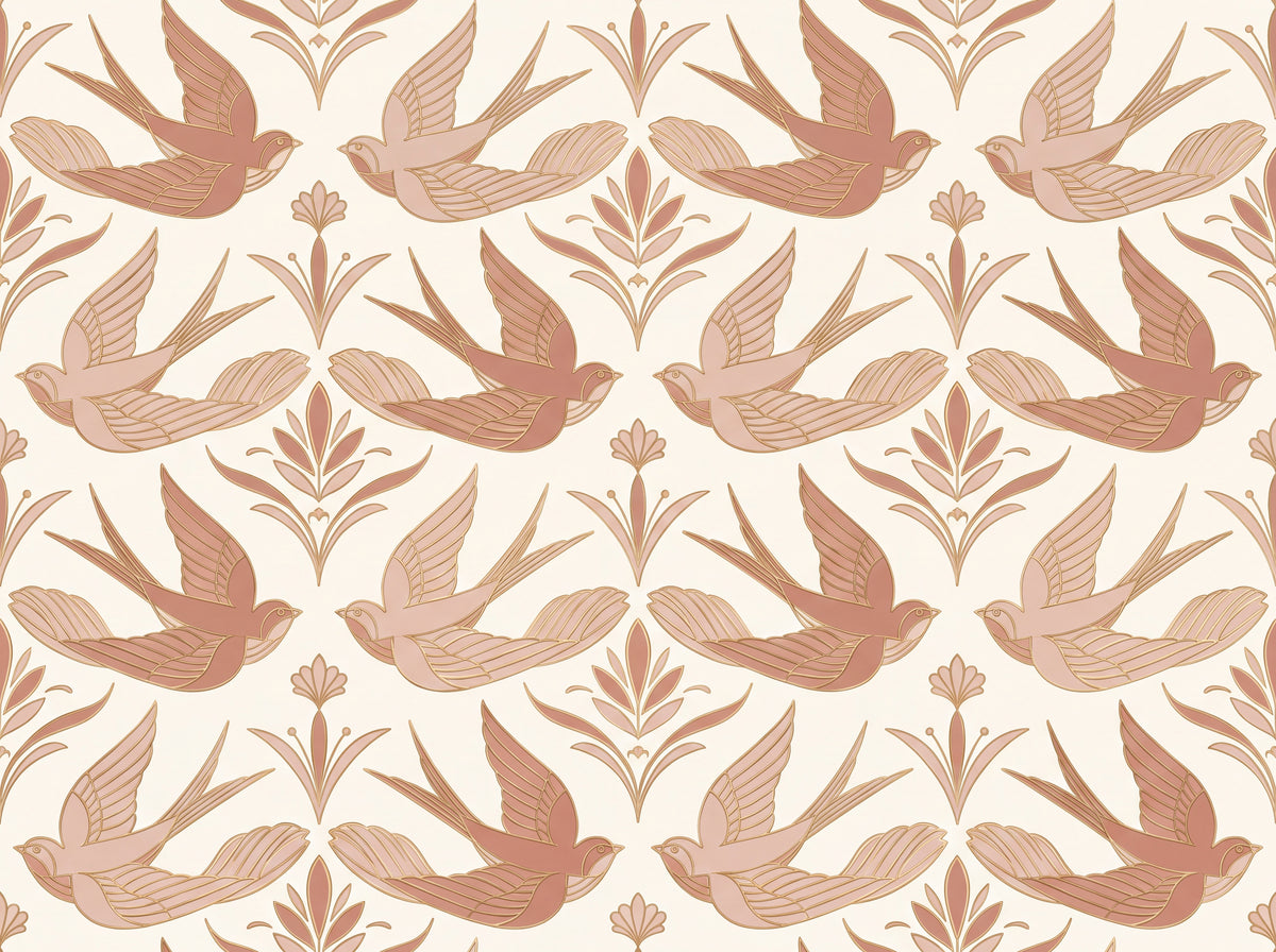 Blush Swallow Animal Mural design